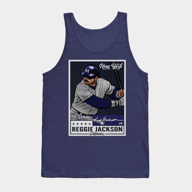 Reggie Jackson New York Y Throwback Card Tank Top by Jesse Gorrell